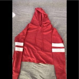 Pink and red pullover thin hoodie